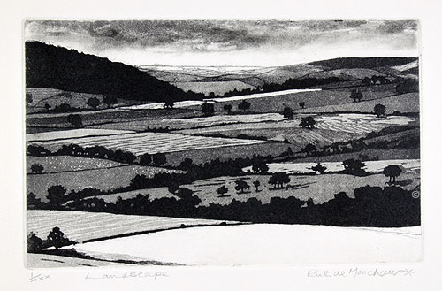 Landscape - etching by Ruth deMonchaux
