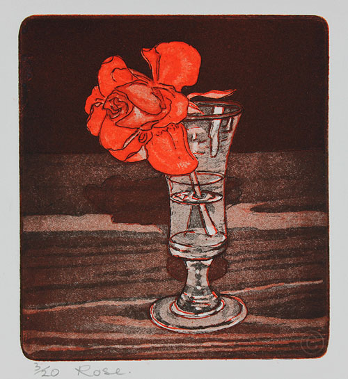Rose - etching by Ruth deMonchaux