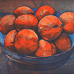Tangerines - etching by Ruth deMonchaux